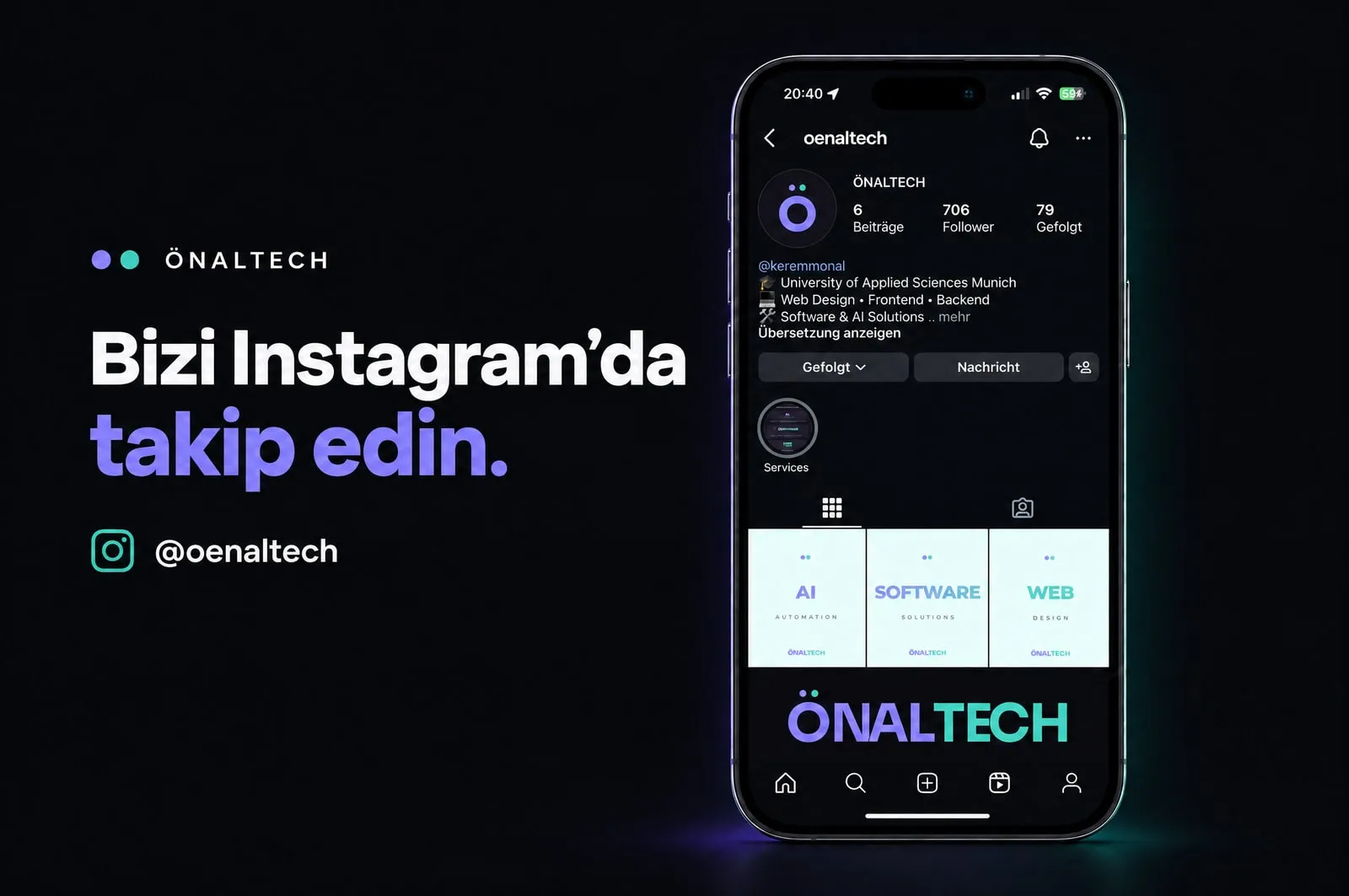 Bizi Instagram’da takip edin. @oenaltech – ÖNALTECH’in Instagram profili, akıllı telefon ekranında